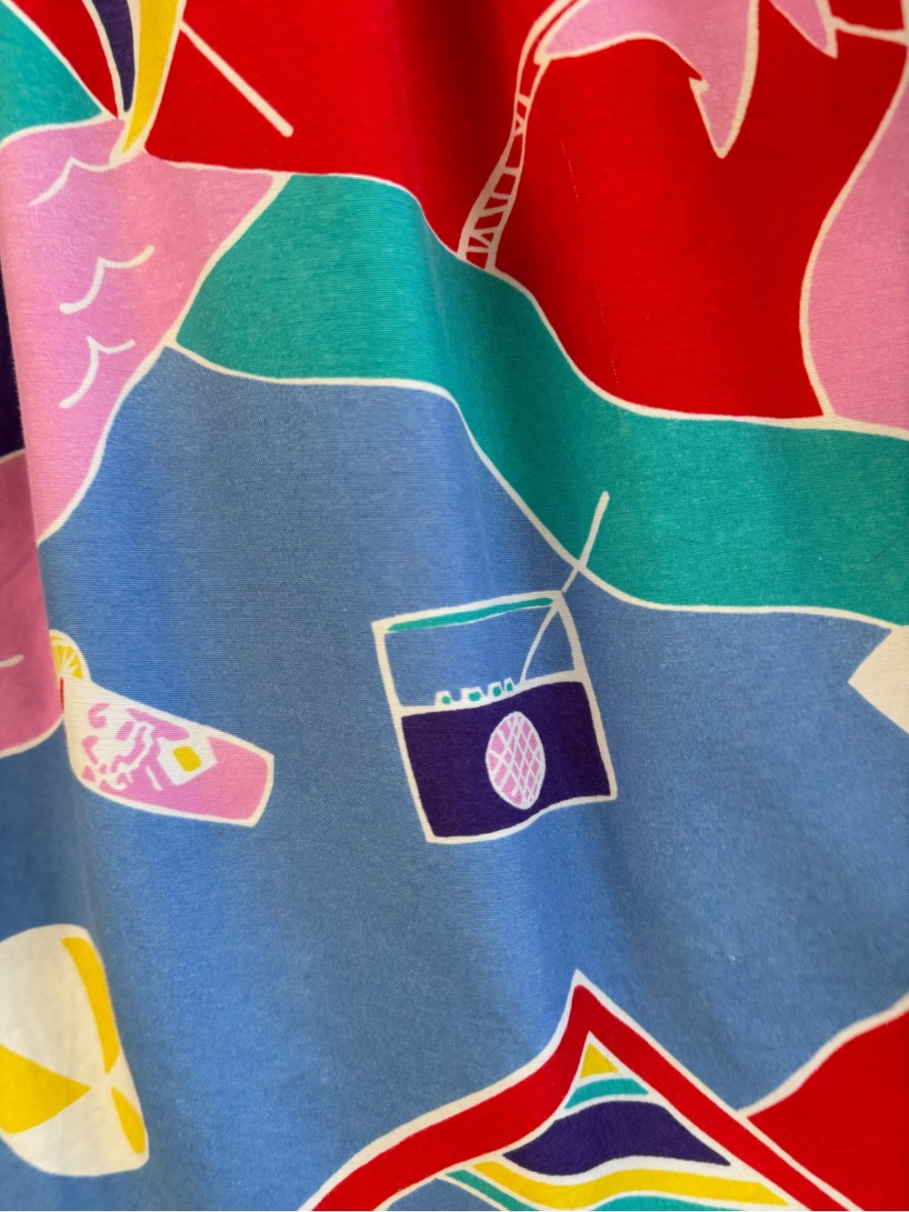 Vintage 1980s Colourfup Novelty Beach Print Pleated Midi Skirt - Picture 7 of 12